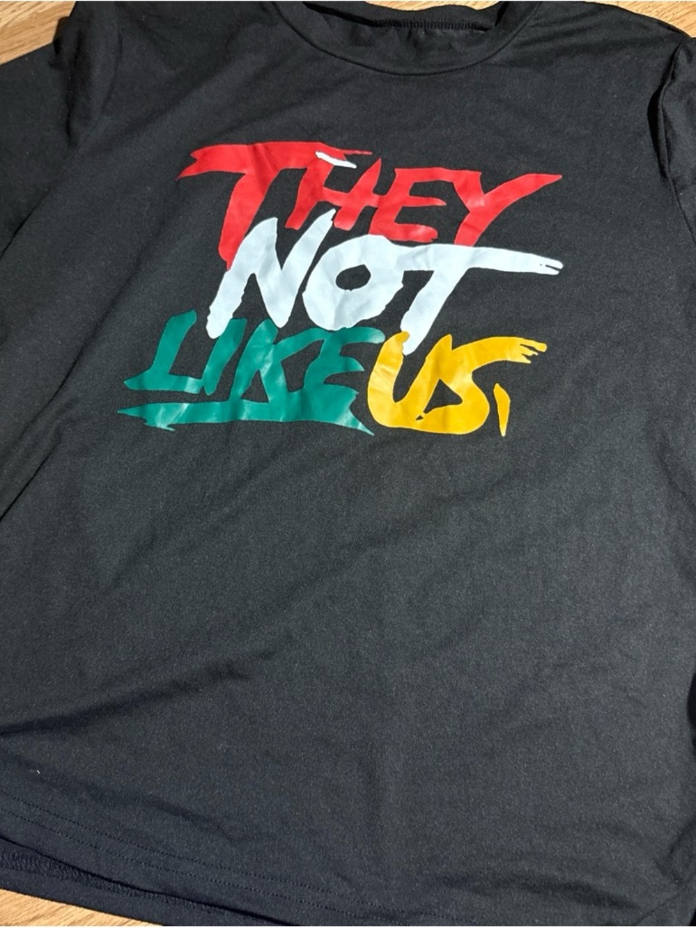 Black Graphic Tee "They Not Like Us" in Red, White, Green, Yellow